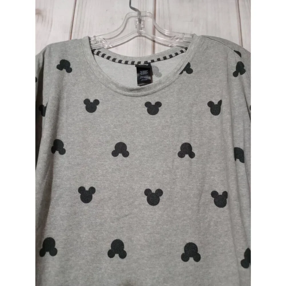 Disney Shirt Ladies Large‎ Mickey Mouse Lounge Soft Light Weight Gray Black - Picture 3 of 6